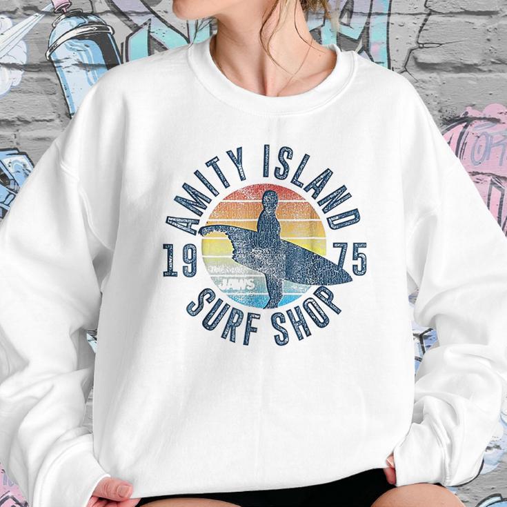 Jaws Amity Island Surf Board Graphic Sweatshirt Gifts for Her