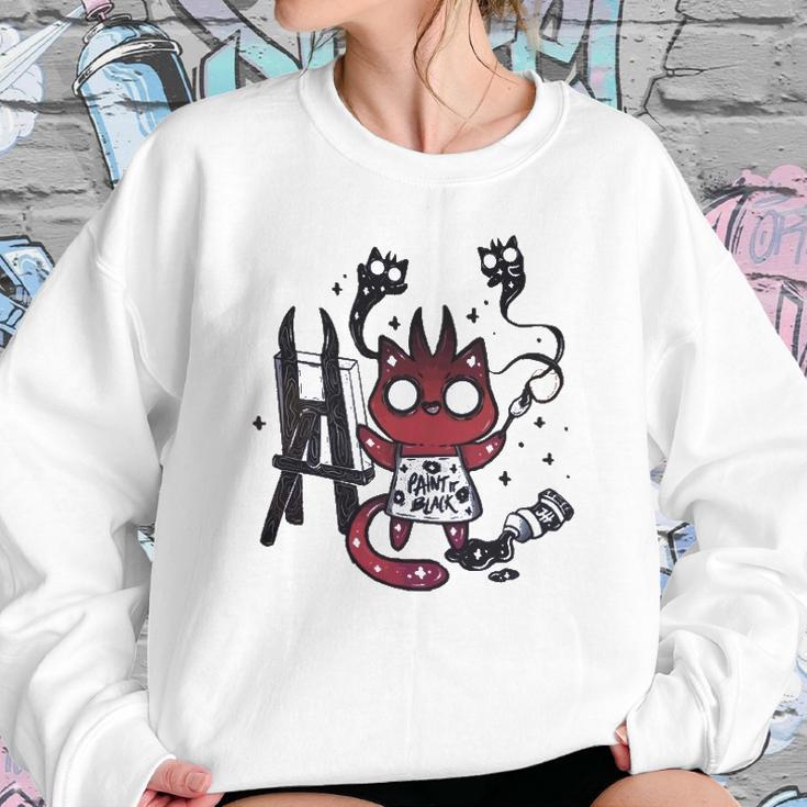 Kawaii Pastel Goth Art Devilish Cute Cat Demon Painting Sweatshirt Gifts for Her