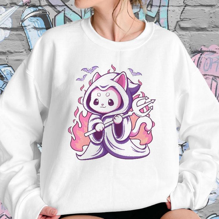 Kawaii Pastel Goth Cute Creepy Grim Reaper Cat Sweatshirt Gifts for Her