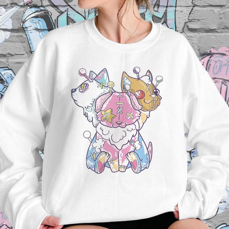 Kawaii Pastel Goth Voodoo Doll Cute Creepy 3 Headed Dog Sweatshirt Gifts for Her