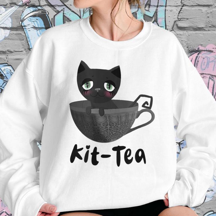 Kit-Tea Cat Lovers Creepy Kawaii Pastel Goth Kitten Teacup Sweatshirt Gifts for Her