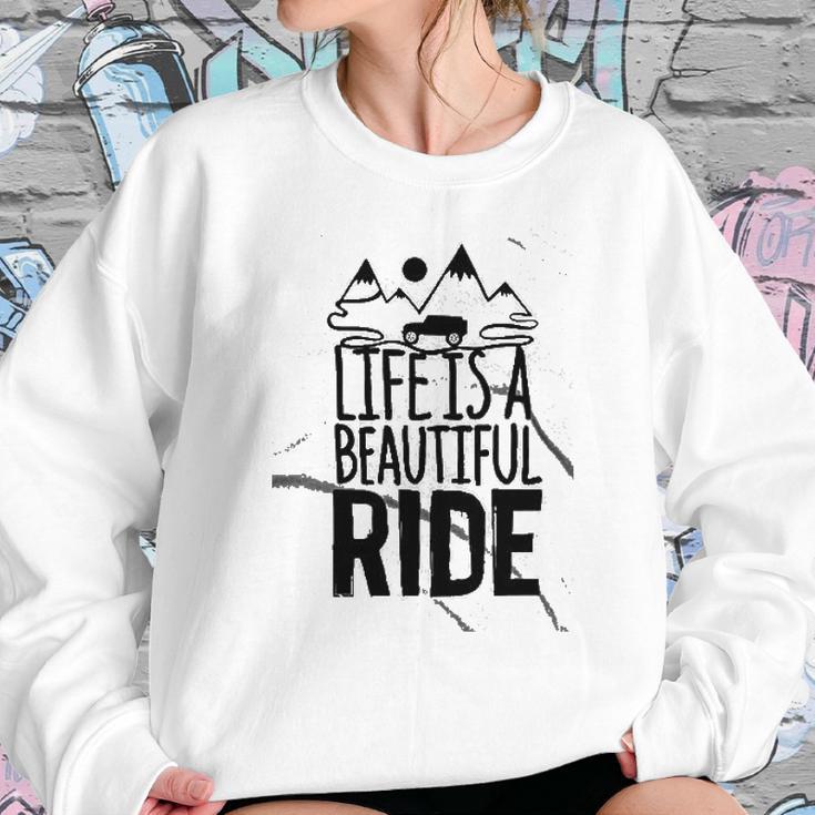 Life Is A Beautiful Ride Style Outline On An Offroad Ash Gray Made In Usa Sweatshirt Gifts for Her