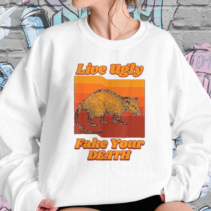 Live Ugly Fake Your Death Retro Sweatshirt Gifts for Her