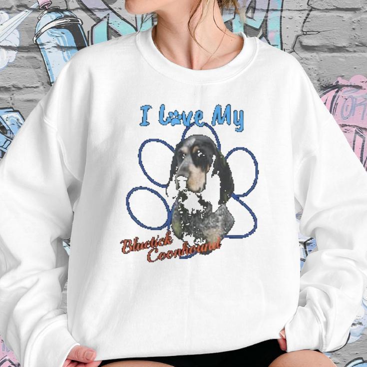 I Love My Bluetick Coonhound Dog Lover Paws Print Sweatshirt Gifts for Her