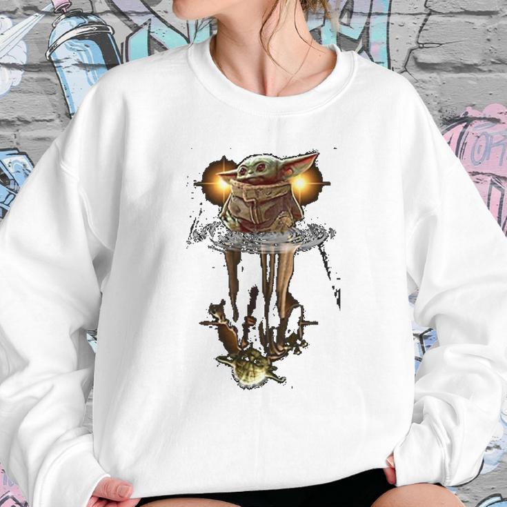 The Mandalorian Water Reflection Old Joda Sweatshirt Gifts for Her