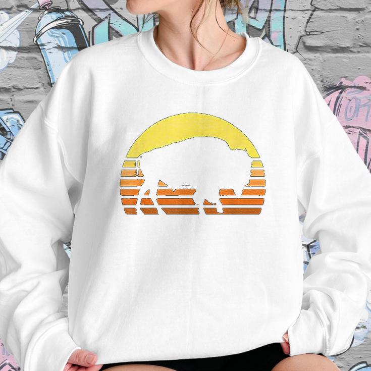 Native American Bison Buffalo Bull Western Indian Retro Sun Sweatshirt Gifts for Her