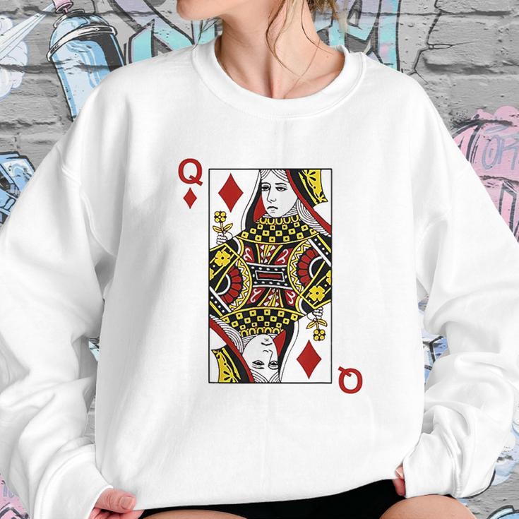 Queen Of Diamond Cards Poker Q Sweatshirt Gifts for Her