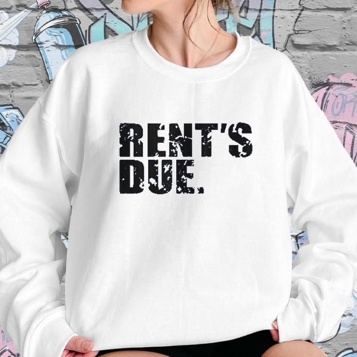 Rents Due Work Hard Bodybuilder Weightlifting Distressed Sweatshirt Gifts for Her