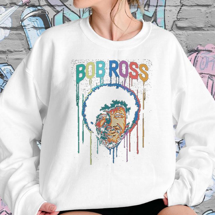 Teelocity Bob Ross Paint Drip Graphic Sweatshirt Gifts for Her