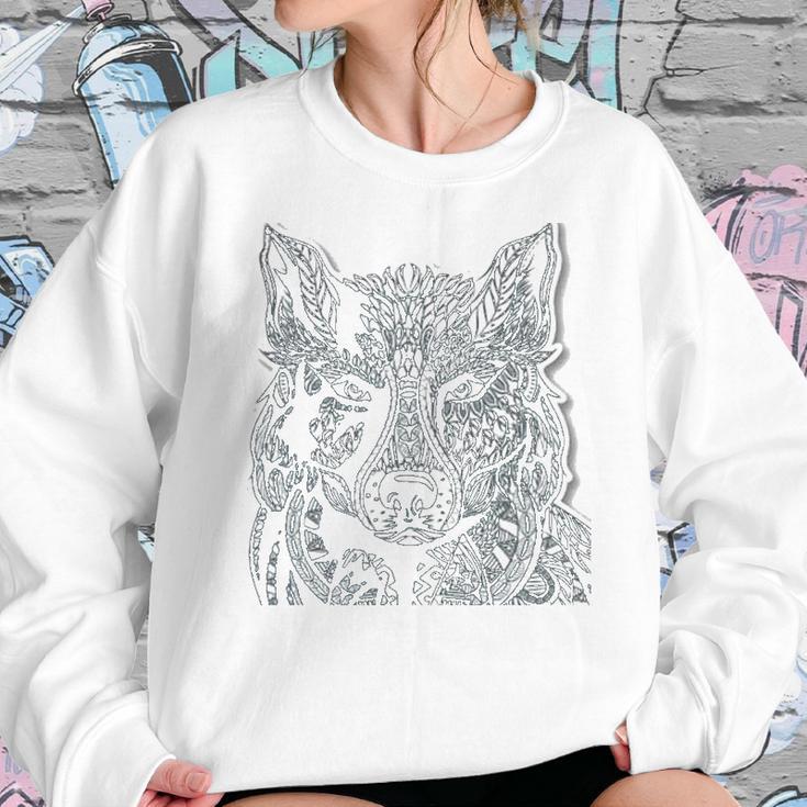 Tribal Wolf Design Sweatshirt Gifts for Her