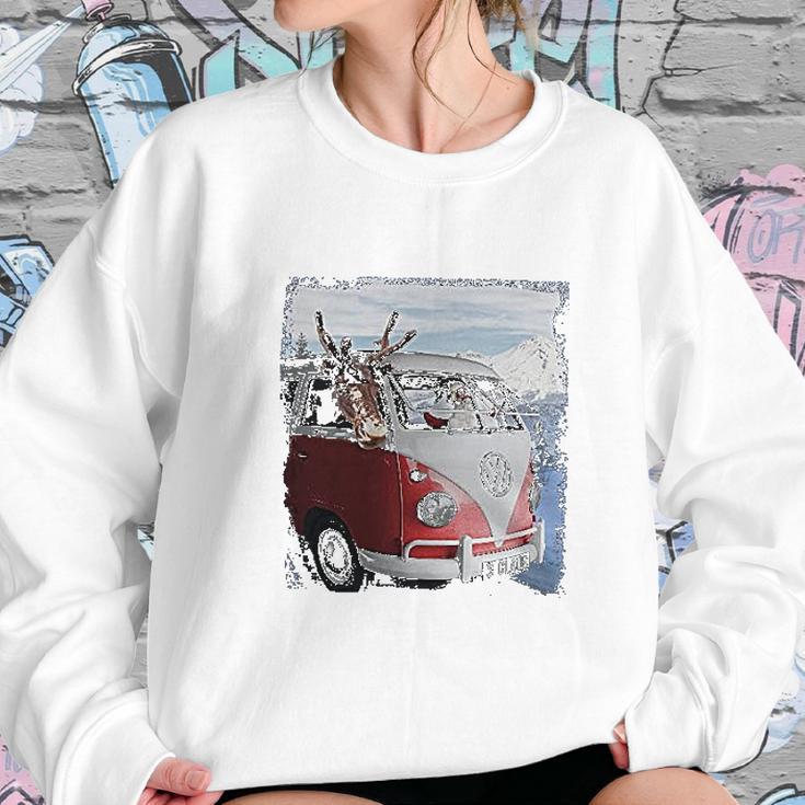 Volkswagen Santa And Reindeer Camper Van Sweatshirt Gifts for Her