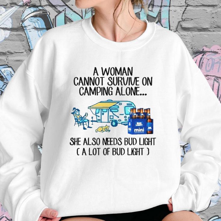 A Woman Cannot Survive On Camping Alone She Also Needs Bud Light Sweatshirt Gifts for Her