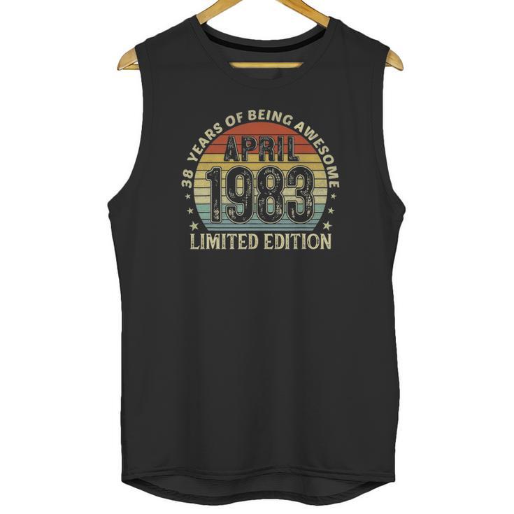 38 Years Old Vintage April 1983 Limited Edition 38Th Birthday Unisex Tank Top