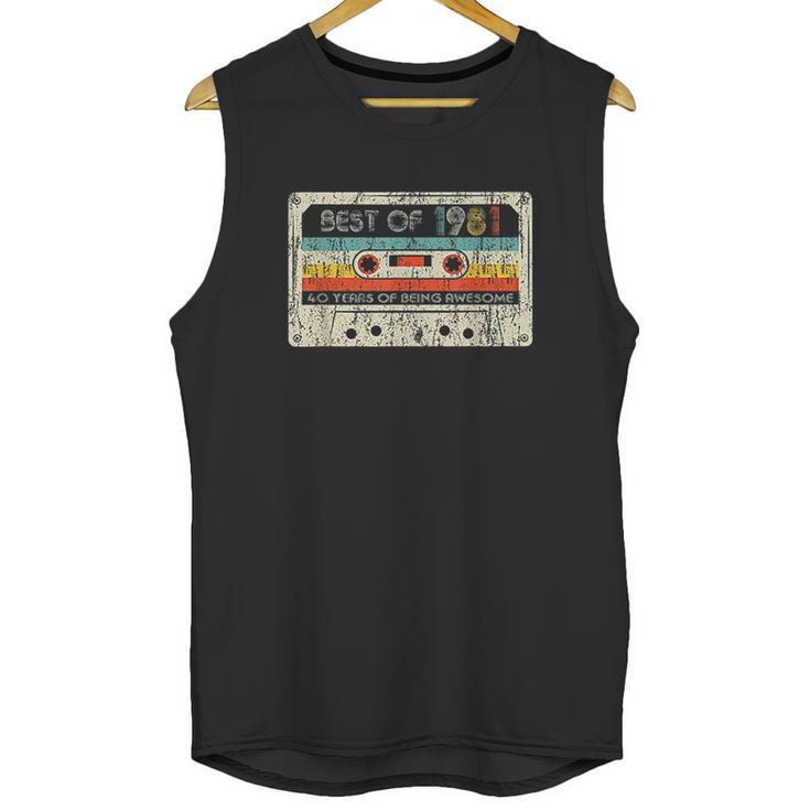 40Th Birthday Gifts Vintage Best Of 1981 Retro Cassette Tape Unisex Tank Top