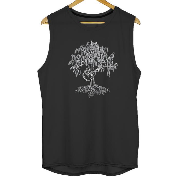 Acoustic Guita Hand Printed Willow Tree Asphalt Unisex Tank Top