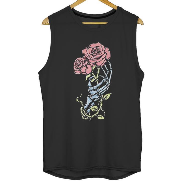 Aesthetic Skeleton Hand  Rose Pastel Goth Dark Gothic Unisex Tank Top