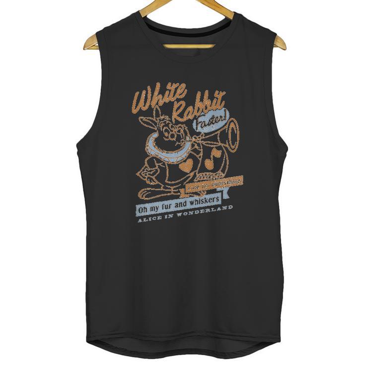 Alice In Wonderland White Rabbit Outlined Text Poster Unisex Tank Top