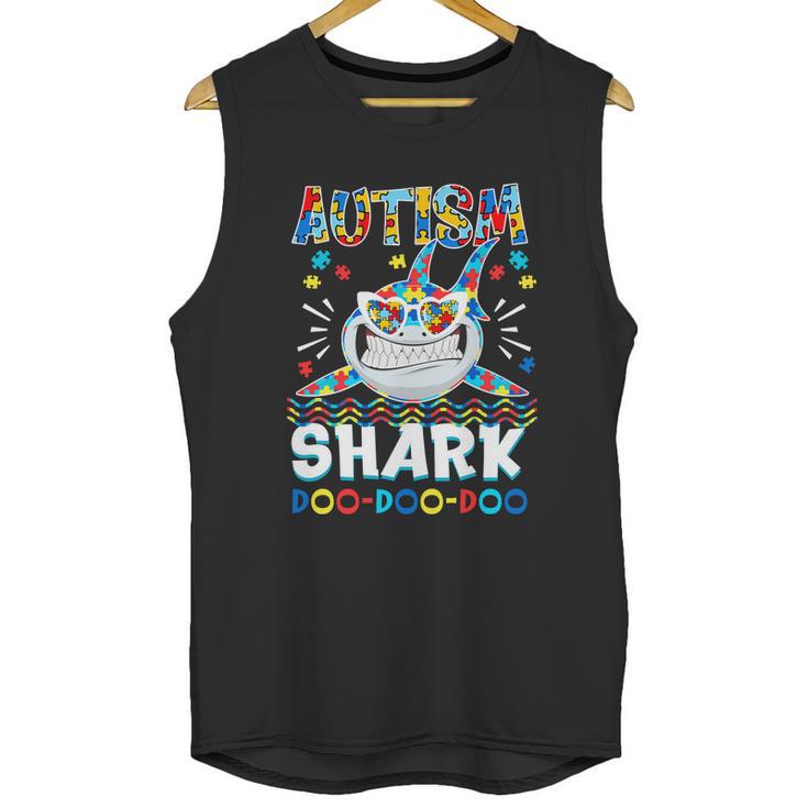 Autism Shark Doo Doo Doo Autism Awareness Puzzle Pieces Graphic Design Printed Casual Daily Basic Unisex Tank Top