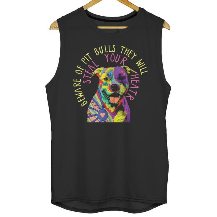 Beware Of Pit Bulls They Will Steal Your Heart   Pitbull Unisex Tank Top