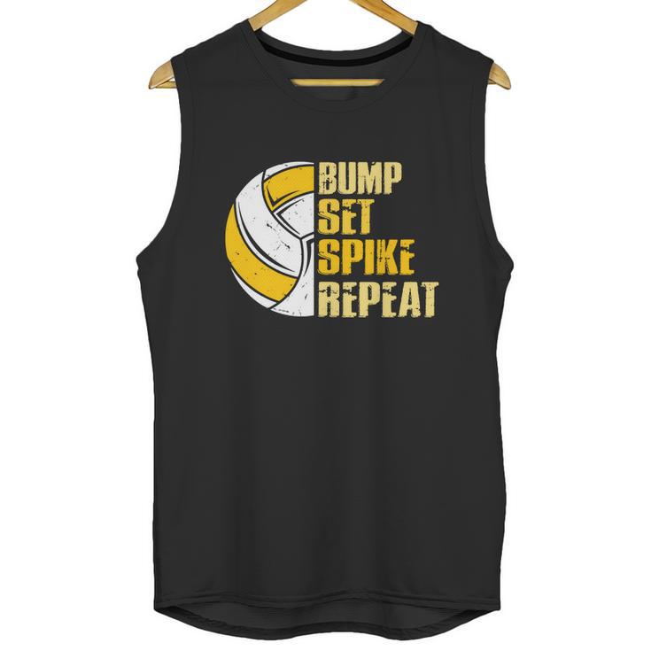 Bump Set Spike Repeat Volleyball Funny Graphic Design Printed Casual Daily Basic Unisex Tank Top