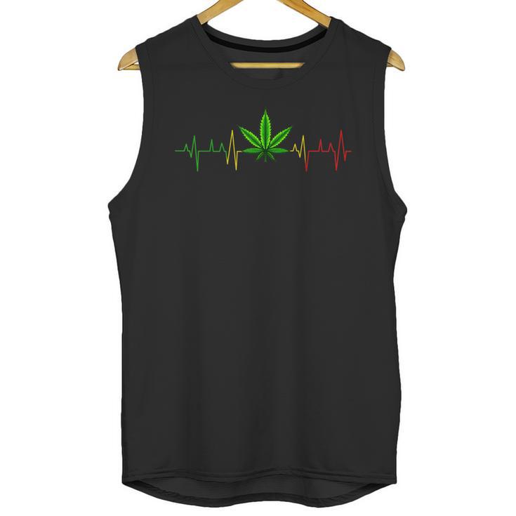 Cannabis Heartbeat Weed Marijuana Pot Ganja Leaf Stoner Unisex Tank Top