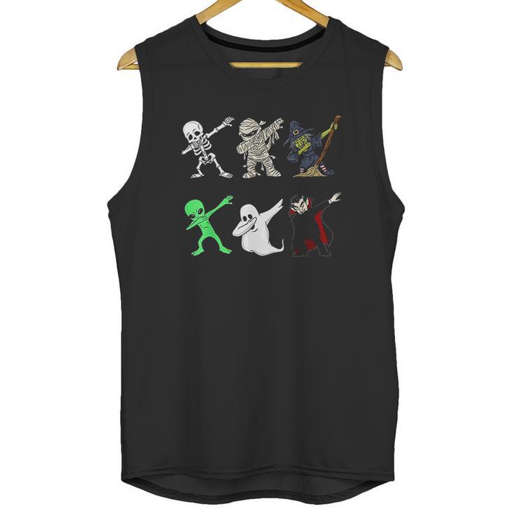 Dabbing Skeleton And Monsters Halloween Dracula Unisex Tank Top