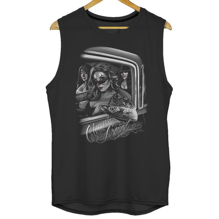 David Gonzales Clowning Around Chola  Lowrider Chicano Dga Art Unisex Tank Top