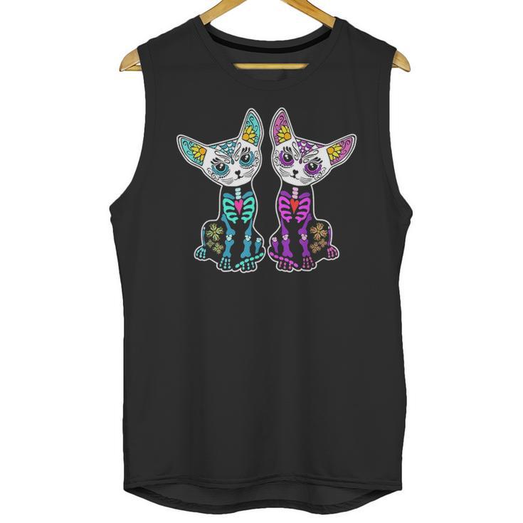 Day Of Dead Sugar Cats Skeleton Skull Unisex Tank Top