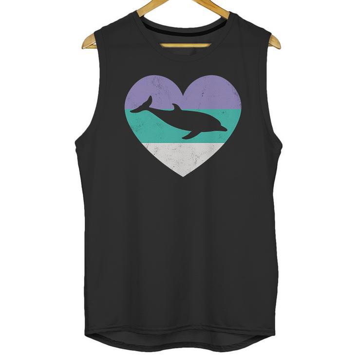 Dolphin Vintage Heart Unisex Tank Top