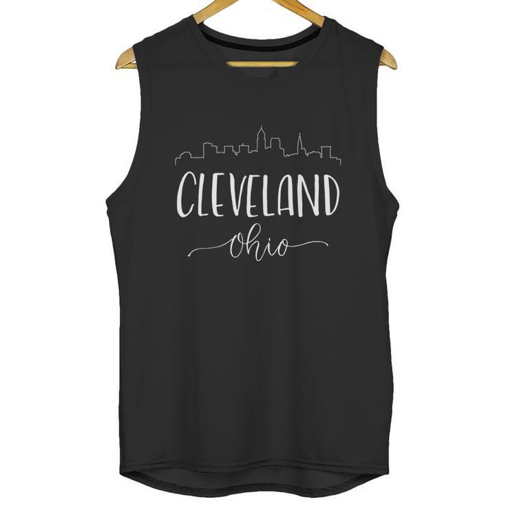 Downtown Cleveland Ohio City Skyline Calligraphy Gift Unisex Tank Top