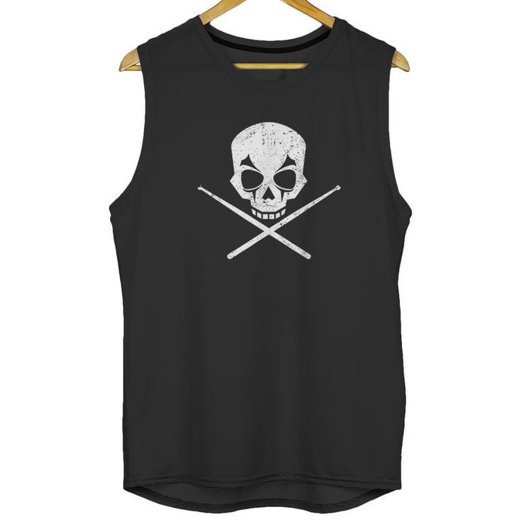 Drummer Drum Sticks Skull Black Metal Unisex Tank Top