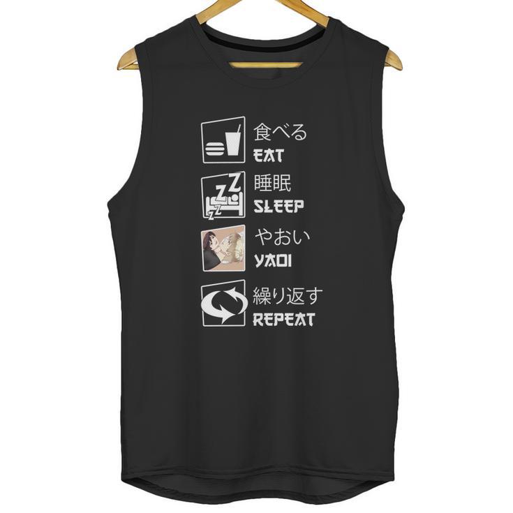 Eat Sleep Yaoi Repeat Gift Graphic Design Printed Casual Daily Basic Unisex Tank Top