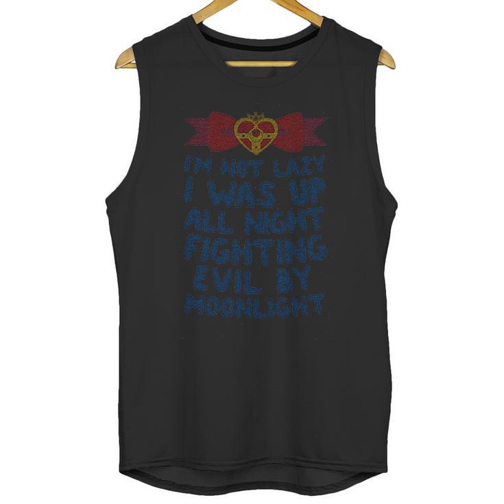 I Was Up Fighting Evil By Moonlight Heathered Unisex Tank Top