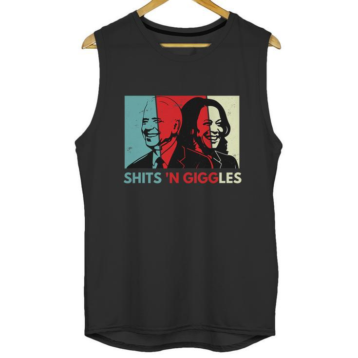 Funny Anti Biden Harris Shits N Giggles Political Gift Graphic Design Printed Casual Daily Basic Unisex Tank Top