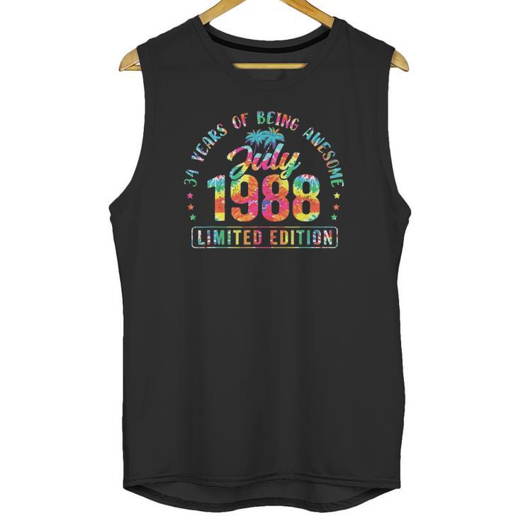 Happy 34Th Birthday Vintage July 1988  34 Years Old Unisex Tank Top