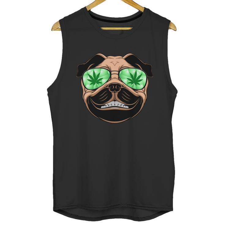 High Off Weed Smiling Pug Unisex Tank Top