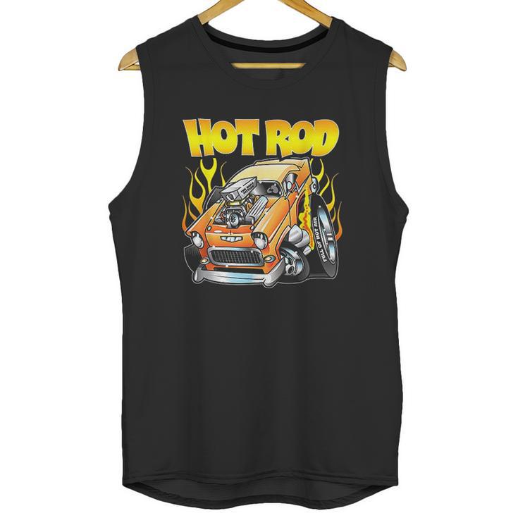 Hot Rod 55 Gasser Blown Jacked Up Flames Car Unisex Tank Top