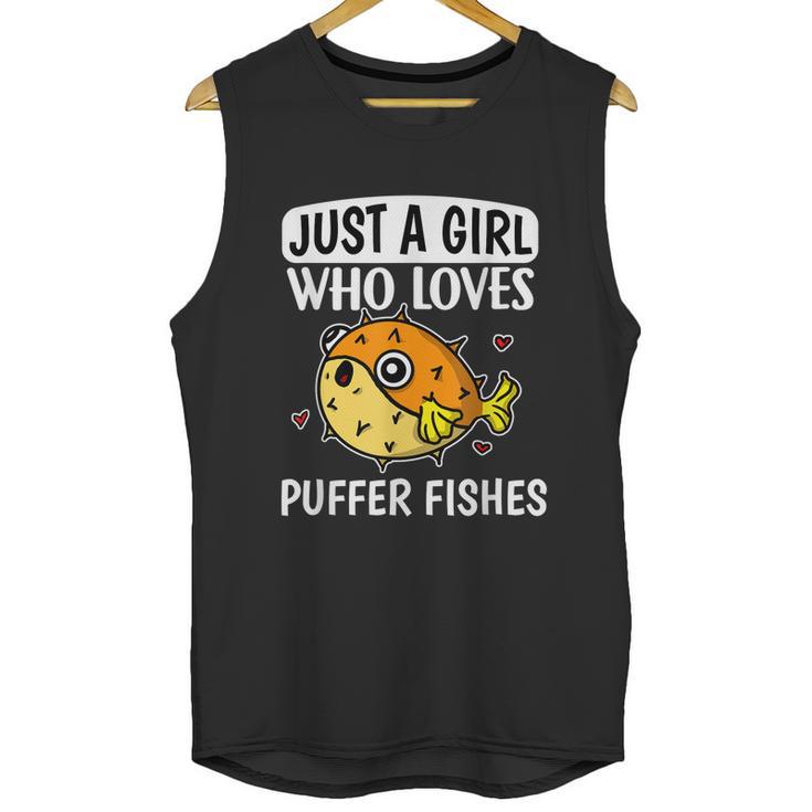 Just A Girl Who Loves Puffer Fishes Cute Puffer Fish Costume Graphic Design Printed Casual Daily Basic Unisex Tank Top