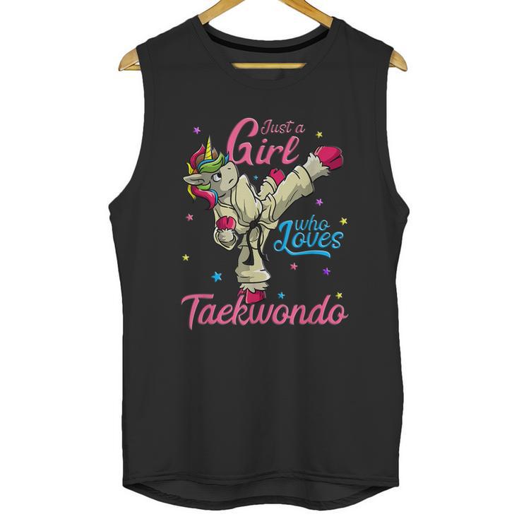 Just A Girl Who Loves Taekwondo Unicorn Tae Kwon Do Gift Graphic Design Printed Casual Daily Basic Unisex Tank Top