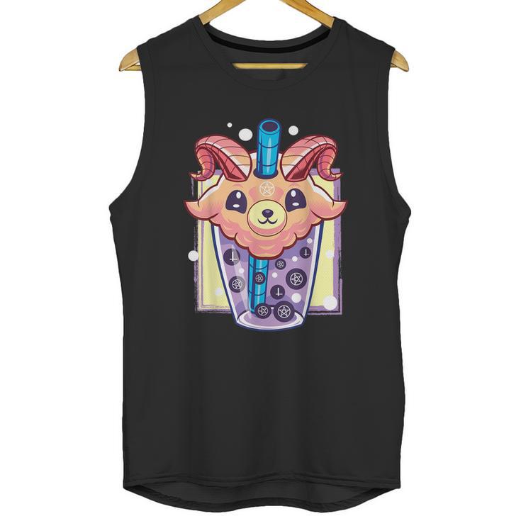 Kawaii Pastel Goth Creepy Baphomet Boba Bubble Tea Vaporwave Unisex Tank Top