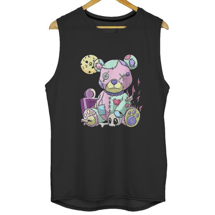 Kawaii Pink Pastel Goth Cute Creepy Teddy Bear Unisex Tank Top