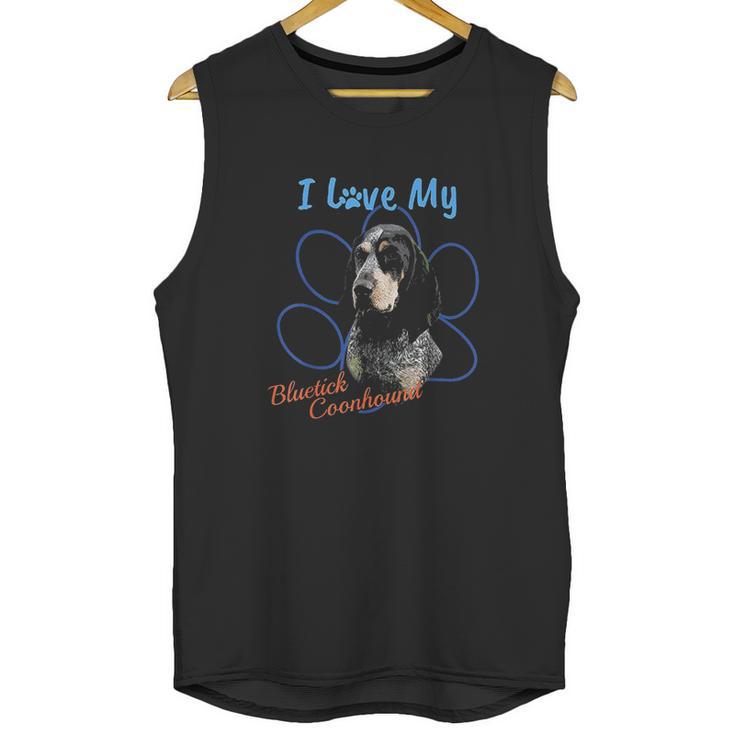 I Love My Bluetick Coonhound Dog Lover Paw Print Unisex Tank Top