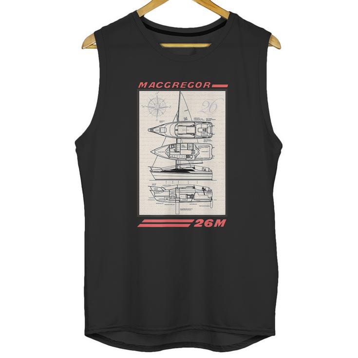 Macgregor 26M Sailboat Line Drawing Graphic Design Printed Casual Daily Basic Unisex Tank Top