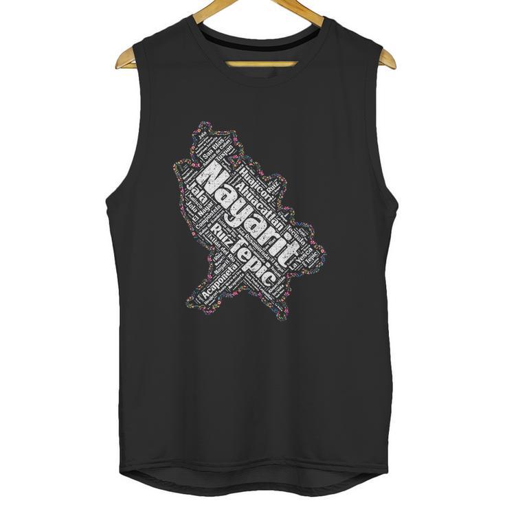 Mapa De Nayarit Mexico Y Municipios Flores Mexicanas Unisex Tank Top