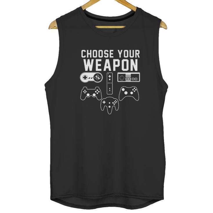 Mens Choose Your Weapon Console Gamer Funny Unisex Tank Top