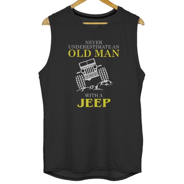 Mens Funny Jeep Tshirt Old Man With A Jeep Tee Unisex Tank Top