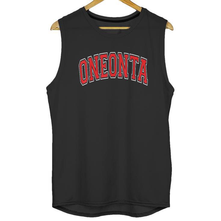 Oneonta Ny New York Varsity Style Red Text Unisex Tank Top