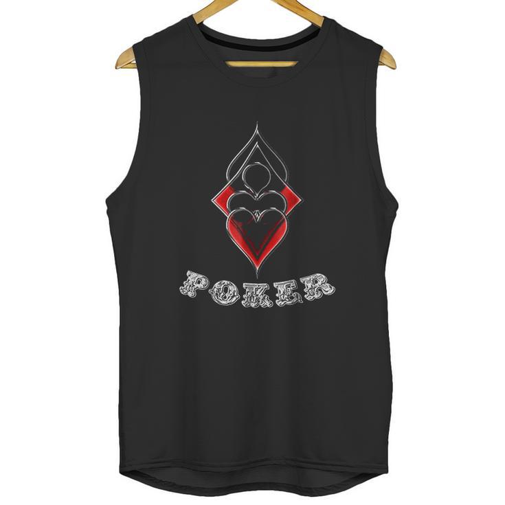 Poker  Spades Hearts Diamonds Club Shiny Bling Overlap Unisex Tank Top