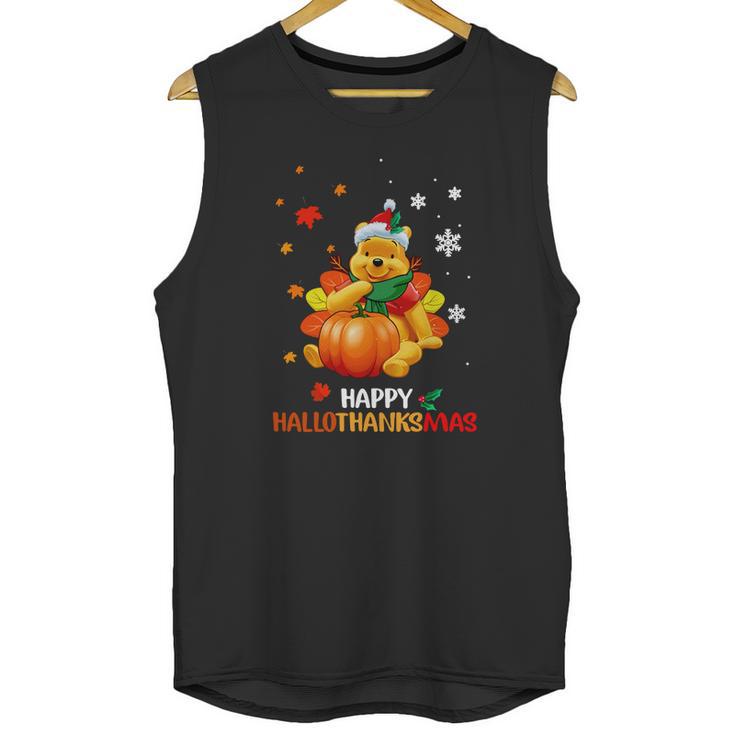 Pooh Bear Happy Hallothanksmas Unisex Tank Top