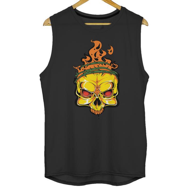 Rage Of Fire Faming Skull Creepy Skeleton Unisex Tank Top